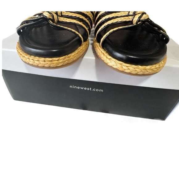NINE WEST Adila2 woven sandal light natural 113 black and tan size 9.5. NWB - Picture 6 of 9